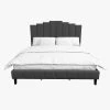 Chaonian 84.2"D Grey Tufted Upholstered Platform Bed with Center Legs by JAYDEN CREATION