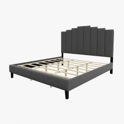 Chaonian 84.2"D Grey Tufted Upholstered Platform Bed with Center Legs by JAYDEN CREATION -JAYDEN CREATION Sales grey jayden creation platform beds bst0379 kb grey fa 1000