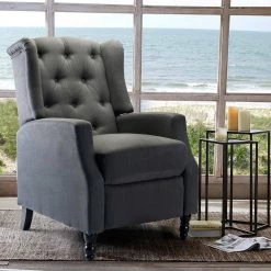 Carina Grey Tufted Manual Recliner by JAYDEN CREATION -JAYDEN CREATION Sales grey jayden creation recliners choy6023 grey 31 1000
