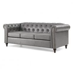 Lucía 82.5 in. Wide Grey Sofas with Nailhead Trim by JAYDEN CREATION