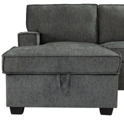 Hesione Grey 56.3 in W Square Arm Polyester L Shaped Pull Out Sleeper Sofa & Chaise with Storage in Gray by JAYDEN CREATION -JAYDEN CREATION Sales grey jayden creation sofas couches sfws0473 grey a b 44 1000