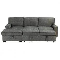 Hesione Grey 56.3 in W Square Arm Polyester L Shaped Pull Out Sleeper Sofa & Chaise with Storage in Gray by JAYDEN CREATION -JAYDEN CREATION Sales grey jayden creation sofas couches sfws0473 grey a b c3 1000