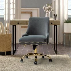 Bella Grey Nailhead Swivel Task Chair by JAYDEN CREATION -JAYDEN CREATION Sales grey jayden creation task chairs ofm0003 grey 31 1000