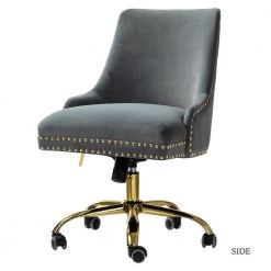 Bella Grey Nailhead Swivel Task Chair by JAYDEN CREATION