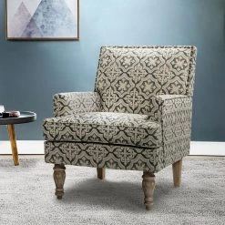 Cahokia Indigo ArmChair with Solid Wooden Legs by JAYDEN CREATION