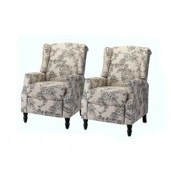 Celia Indigo Manual Recliner with Wood Base (Set of 2) by JAYDEN CREATION