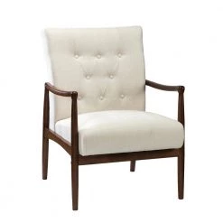 Leon Ivory ArmChair with Button Tufted by JAYDEN CREATION