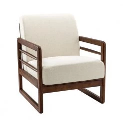 Daphne Ivory ArmChair with Solid Wood Legs by JAYDEN CREATION