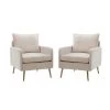 Magnesia Ivory Armchair with Metal Legs (Set of 2) by JAYDEN CREATION