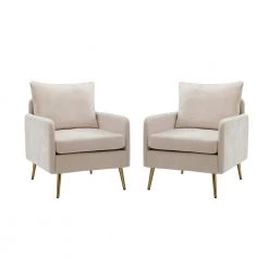 Magnesia Ivory Armchair with Metal Legs (Set of 2) by JAYDEN CREATION