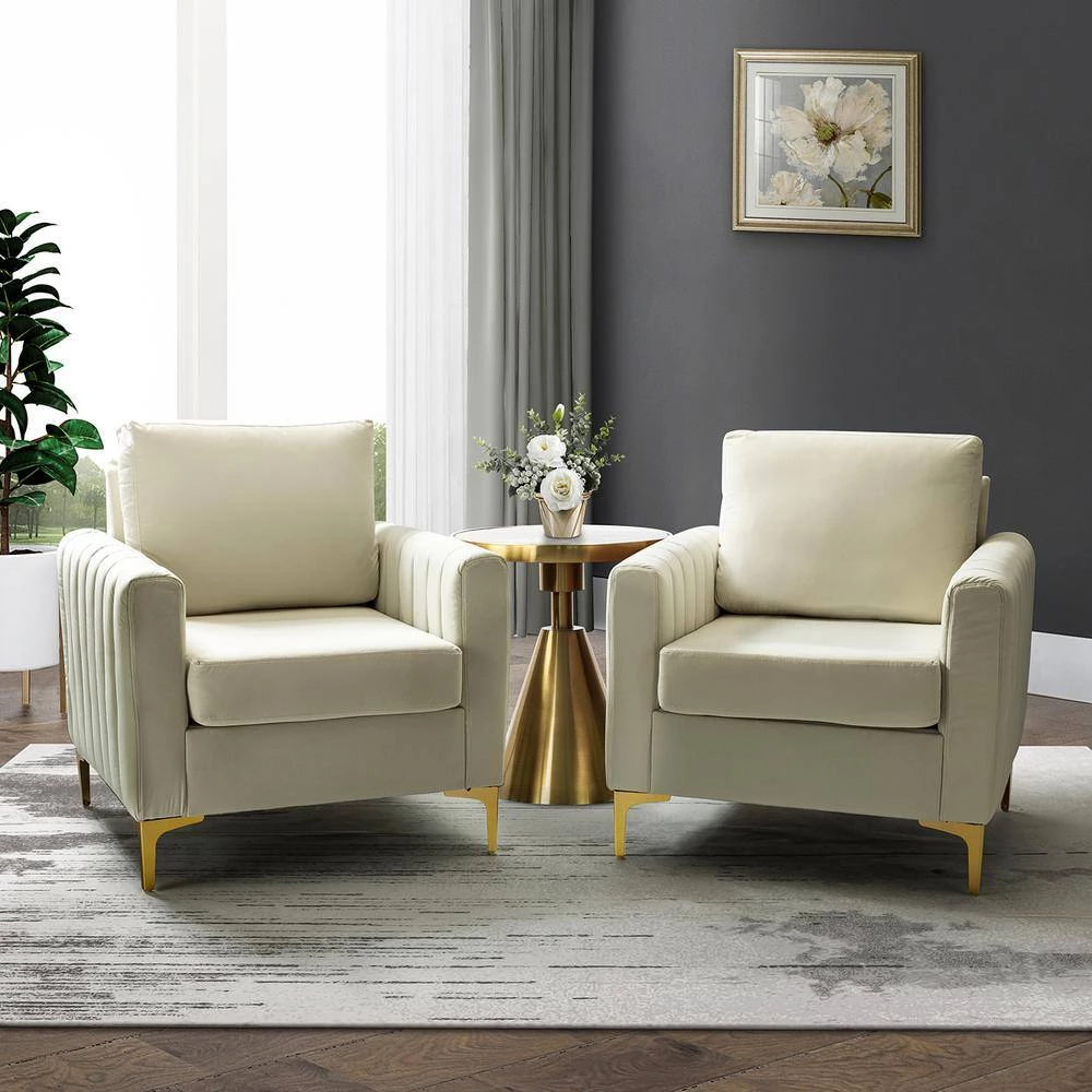 Ennomus Ivory Club Chair with Metal Legs (Set of 2) by JAYDEN CREATION 10 Ennomus Ivory Club Chair with Metal Legs (Set of 2) by JAYDEN CREATION - Image 10