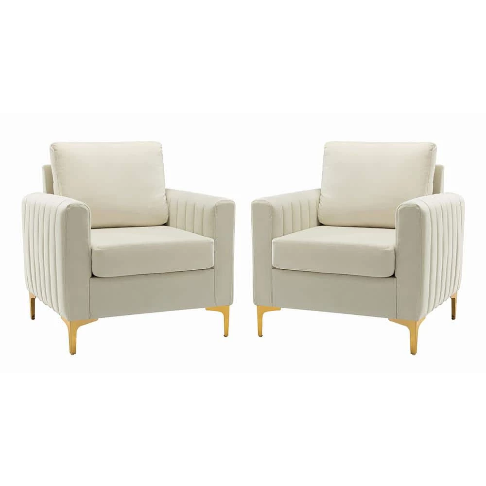 Ennomus Ivory Club Chair with Metal Legs (Set of 2) by JAYDEN CREATION 1 Ennomus Ivory Club Chair with Metal Legs (Set of 2) by JAYDEN CREATION