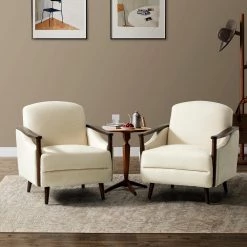 Joakin Ivory Wooden Upholstered Armchair (Set of 2) by JAYDEN CREATION -JAYDEN CREATION Sales ivory jayden creation accent chairs chjh0345 ivory s2 31 1000