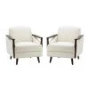 Joakin Ivory Wooden Upholstered Armchair (Set of 2) by JAYDEN CREATION
