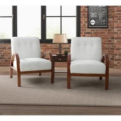 Byblis Ivory Armchair with with Button-tufted Set of 2 by JAYDEN CREATION -JAYDEN CREATION Sales ivory jayden creation accent chairs chjk0545 ivory s2 31 1000