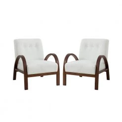 Byblis Ivory Armchair with with Button-tufted Set of 2 by JAYDEN CREATION