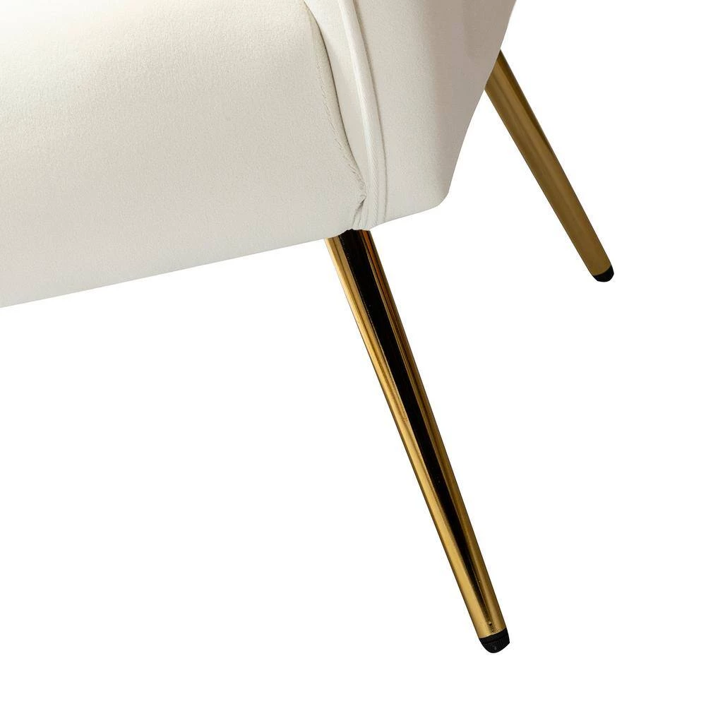 Auder Golden Legs Ivory Accent Barrel Chair with Ruched Design by JAYDEN CREATION 8 Auder Golden Legs Ivory Accent Barrel Chair with Ruched Design by JAYDEN CREATION - Image 8