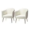 Auder Ivory Upholstery Accent Barrel Chair with Ruched Design (Set of 2) by JAYDEN CREATION