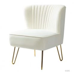 Alonzo Ivory Side Chair with Tufted Back by JAYDEN CREATION