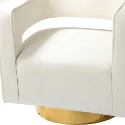 Bettina Golden Legs Ivory Velvet Barrel Arm Chair with Metal Base by JAYDEN CREATION -JAYDEN CREATION Sales ivory jayden creation accent chairs chm0141 ivory 4f 1000