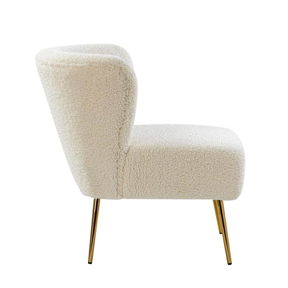 Gabriel Upholstered Ivory Side Chair with Metal Legs by JAYDEN CREATION 2 Gabriel Upholstered Ivory Side Chair with Metal Legs by JAYDEN CREATION - Image 2