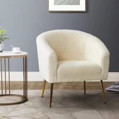Bolzano Ivory Barrel Chair with Metal Legs by JAYDEN CREATION -JAYDEN CREATION Sales ivory jayden creation accent chairs chm0403 ivory 31 1000