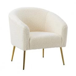 Bolzano Ivory Barrel Chair with Metal Legs by JAYDEN CREATION