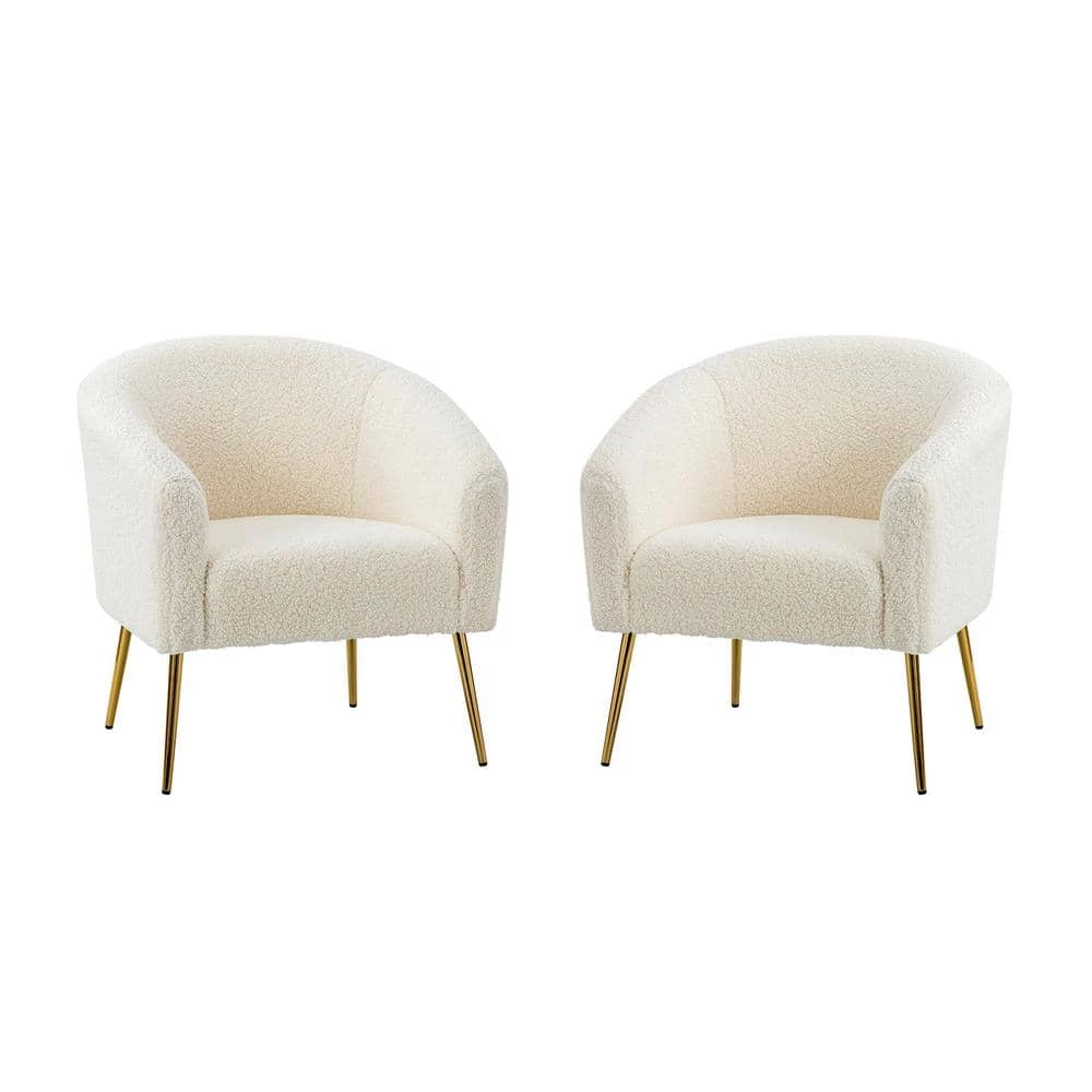 Bolzano Ivory Barrel Chair with Metal Legs (Set of 2) by JAYDEN CREATION 1 Bolzano Ivory Barrel Chair with Metal Legs (Set of 2) by JAYDEN CREATION