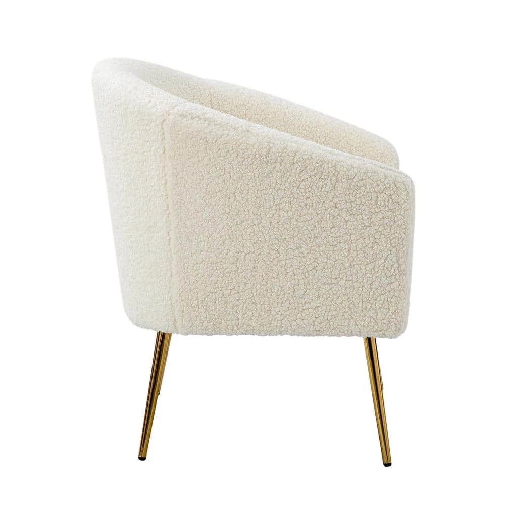 Bolzano Ivory Barrel Chair with Metal Legs (Set of 2) by JAYDEN CREATION 2 Bolzano Ivory Barrel Chair with Metal Legs (Set of 2) by JAYDEN CREATION - Image 2