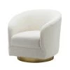 Cadeddu Ivory Swivel Barrel Chair with Metal Base by JAYDEN CREATION