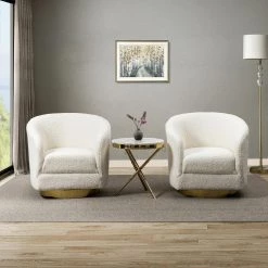 Cadeddu Ivory Swivel Barrel Chair with Metal Base (Set of 2) by JAYDEN CREATION 19 Cadeddu Ivory Swivel Barrel Chair with Metal Base (Set of 2) by JAYDEN CREATION -JAYDEN CREATION Sales ivory jayden creation accent chairs chm0450 ivory s2 31 1000