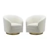 Cadeddu Ivory Swivel Barrel Chair with Metal Base (Set of 2) by JAYDEN CREATION