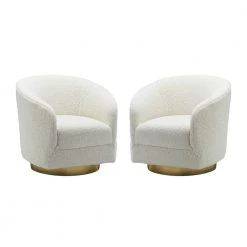 Cadeddu Ivory Swivel Barrel Chair with Metal Base (Set of 2) by JAYDEN CREATION