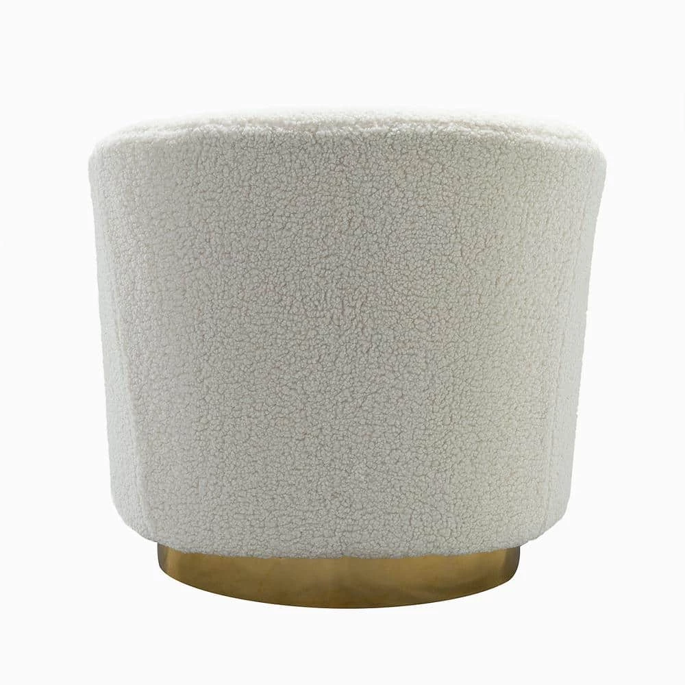 Cadeddu Ivory Swivel Barrel Chair with Metal Base (Set of 2) by JAYDEN CREATION 3 Cadeddu Ivory Swivel Barrel Chair with Metal Base (Set of 2) by JAYDEN CREATION - Image 3