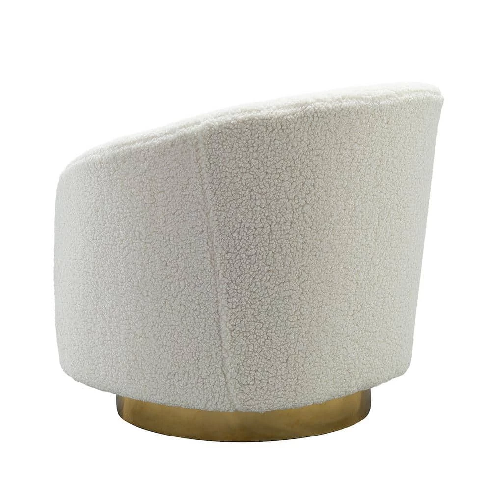 Cadeddu Ivory Swivel Barrel Chair with Metal Base (Set of 2) by JAYDEN CREATION 4 Cadeddu Ivory Swivel Barrel Chair with Metal Base (Set of 2) by JAYDEN CREATION - Image 4