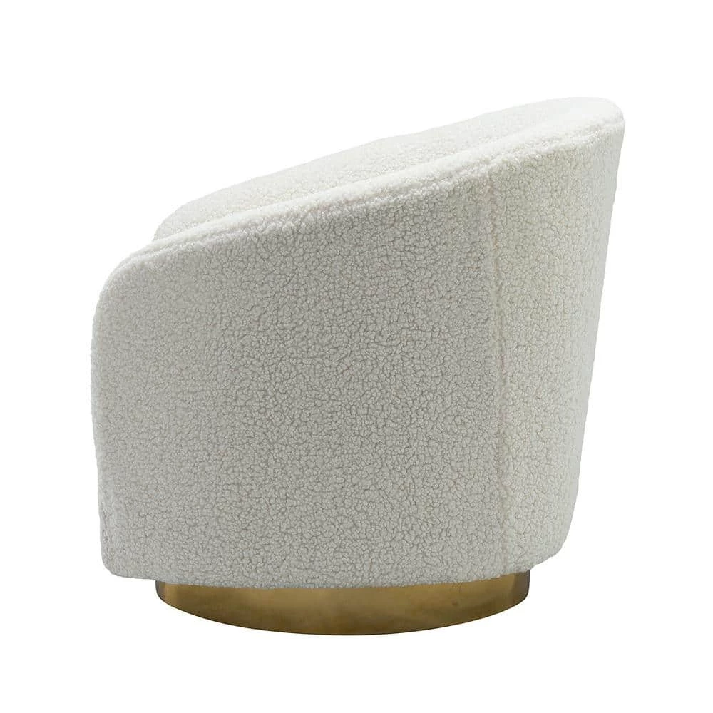 Cadeddu Ivory Swivel Barrel Chair with Metal Base (Set of 2) by JAYDEN CREATION 2 Cadeddu Ivory Swivel Barrel Chair with Metal Base (Set of 2) by JAYDEN CREATION - Image 2