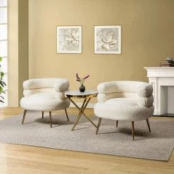 Virbius Ivory Barrel Chair with Metal Legs (Set of 2) by JAYDEN CREATION -JAYDEN CREATION Sales ivory jayden creation accent chairs chm0459 ivory s2 31 1000
