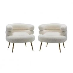 Virbius Ivory Barrel Chair with Metal Legs (Set of 2) by JAYDEN CREATION