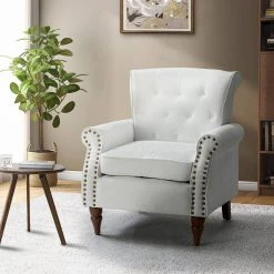 Aegina Ivory Armchair with Nailhead Trim by JAYDEN CREATION -JAYDEN CREATION Sales ivory jayden creation accent chairs chm0528 ivory 31 1000