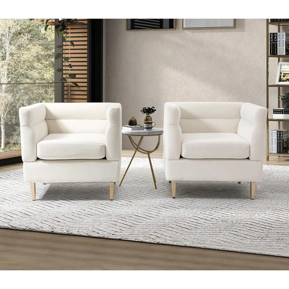 Maya Ivory Barrel Chair with Metal Legs (Set of 2) by JAYDEN CREATION 10 Maya Ivory Barrel Chair with Metal Legs (Set of 2) by JAYDEN CREATION - Image 10