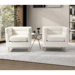 Maya Ivory Barrel Chair with Metal Legs (Set of 2) by JAYDEN CREATION