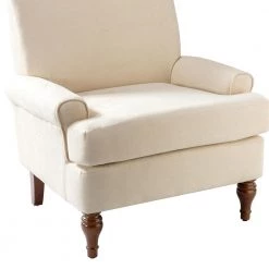 Bastien Ivory Armchair with Wooden Legs by JAYDEN CREATION -JAYDEN CREATION Sales ivory jayden creation accent chairs chm0606 ivory 4f 1000