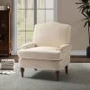 Bastien Ivory Armchair with Wooden Legs by JAYDEN CREATION