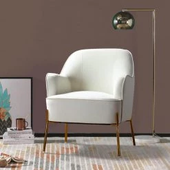 Nora Ivory Gold Legs Accent Chair by JAYDEN CREATION -JAYDEN CREATION Sales ivory jayden creation accent chairs chm6154a ivory 31 1000
