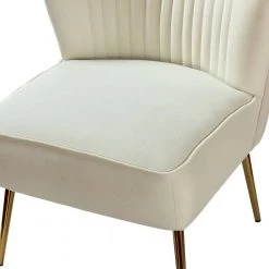 Monica Ivory GoLd Legs Velvet Side Chair by JAYDEN CREATION -JAYDEN CREATION Sales ivory jayden creation accent chairs chmjm002 ivory 1f 1000