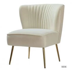 Monica Ivory GoLd Legs Velvet Side Chair by JAYDEN CREATION