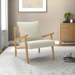 Isse Ivory Armchair with Solid Wood Legs by JAYDEN CREATION -JAYDEN CREATION Sales ivory jayden creation accent chairs chs0554 ivory 31 1000