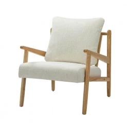 Isse Ivory Armchair with Solid Wood Legs by JAYDEN CREATION