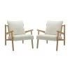 Isse Ivory Armchair with Solid Wood Legs set of 2 by JAYDEN CREATION