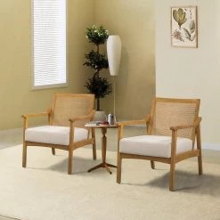 Marita Ivory Rattan Accent Armchair (Set of 2) by JAYDEN CREATION -JAYDEN CREATION Sales ivory jayden creation accent chairs chtpp0294 ivory s2 31 1000